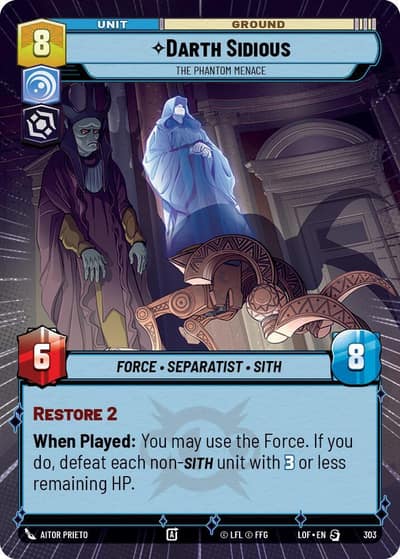 Darth Sidious - The Phantom Menace (Hyperspace) 303 Legends of the Force Star Wars card