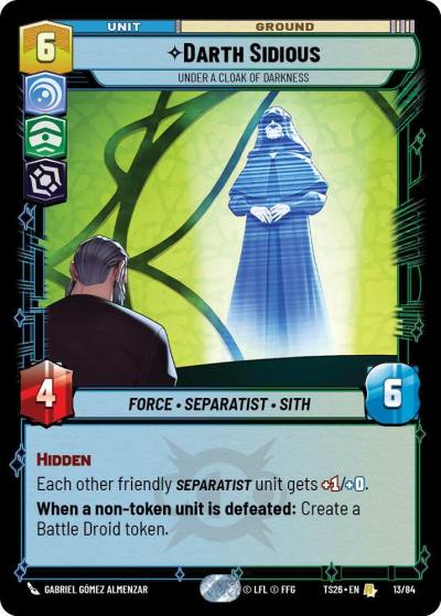 Darth Sidious - Under a Cloak of Darkness 13/84 Twin Suns Star Wars card