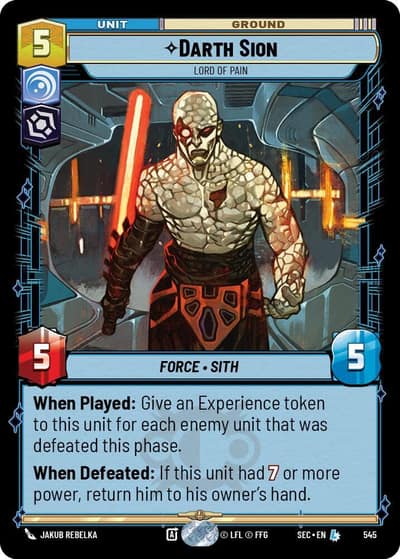 Darth Sion - Lord of Pain (Foil) 545 Secrets of Power Star Wars card