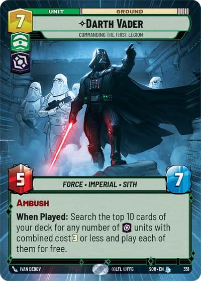 Darth Vader - Commanding the First Legion (Hyperspace) 351 Spark of Rebellion Star Wars Unlimited card