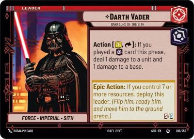 Darth Vader - Dark Lord of the Sith 010/252 Spark of Rebellion Star Wars card