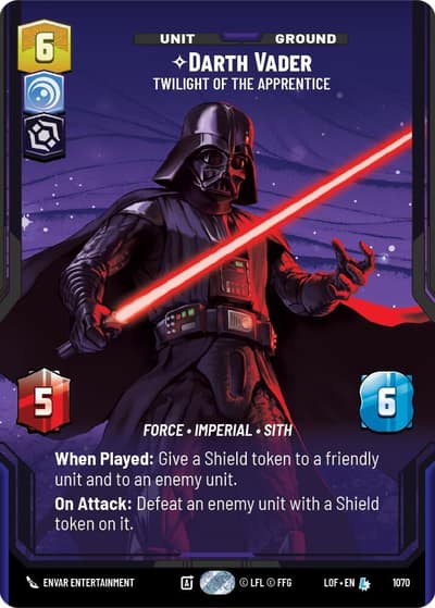 Darth Vader - Twilight of the Apprentice (Prestige Foil) 1070 Legends of the Force Star Wars card