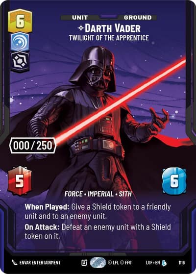 Darth Vader - Twilight of the Apprentice (Serialized) 1116 Legends of the Force Star Wars Unlimited card