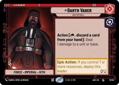 Darth Vader - Unstoppable 11/264 A Lawless Time Star Wars card