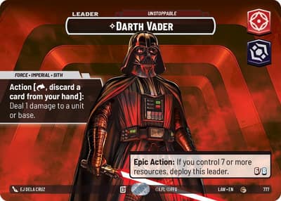 Darth Vader - Unstoppable (Showcase) 777 A Lawless Time Star Wars Unlimited card