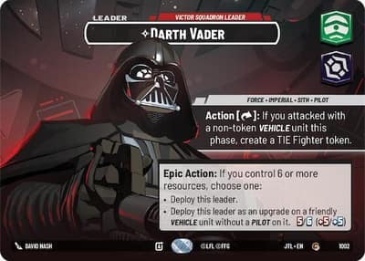 Darth Vader - Victor Squadron Leader (Showcase) 1002 Jump to Lightspeed Star Wars card