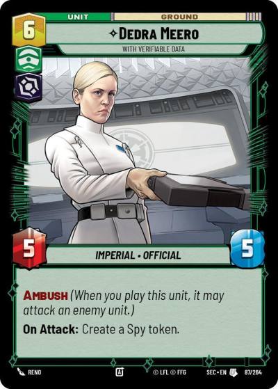 Dedra Meero - With Verifiable Data 87/264 Secrets of Power Star Wars card