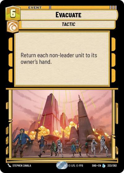 Evacuate 233/262 Shadows of the Galaxy Star Wars card