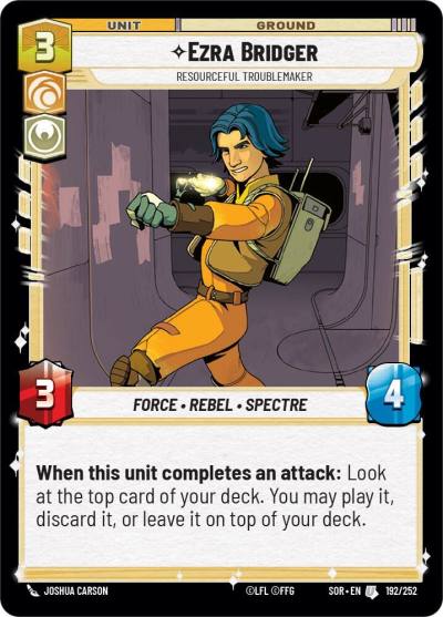 Ezra Bridger - Resourceful Troublemaker 192/252 Spark of Rebellion Star Wars card