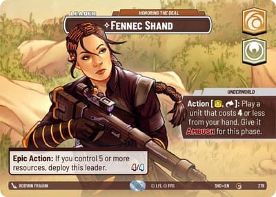 Fennec Shand - Honoring the Deal (Showcase) 278 Shadows of the Galaxy Star Wars card