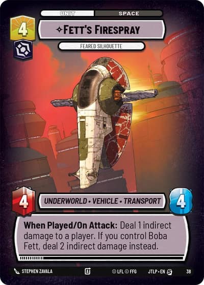 Fett's Firespray - Feared Silhouette (Foil) 38 Jump to Lightspeed - Weekly Play Promos Star Wars card