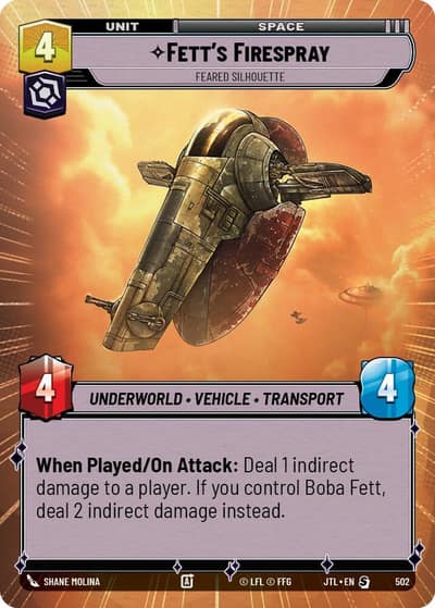 Fett's Firespray - Feared Silhouette (Hyperspace) 502 Jump to Lightspeed Star Wars card