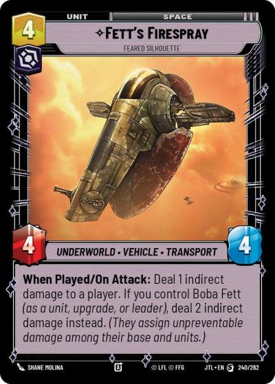 Fett's Firespray - Feared Silhouette 240/262 Jump to Lightspeed Star Wars card