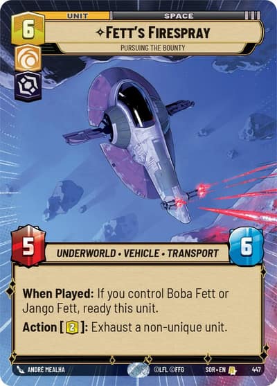 Fett's Firespray - Pursuing the Bounty (Hyperspace) 447 Spark of Rebellion Star Wars card