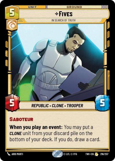 Fives - In Search of Truth 216/257 Twilight of the Republic Star Wars card
