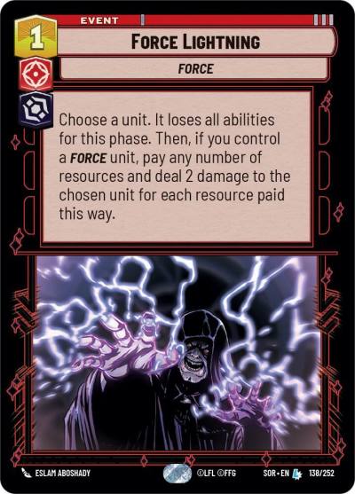 Force Lightning 138/252 Spark of Rebellion Star Wars card