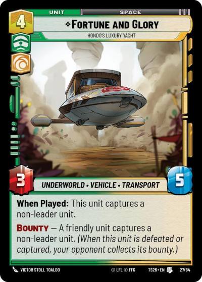 Fortune and Gory - Hondo's Luxury Yacht 27/84 Twin Suns Star Wars card