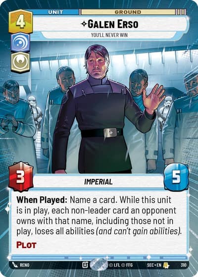 Galen Erso - You'll Never Win (Hyperspace) 310 Secrets of Power Star Wars card