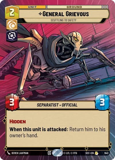 General Grievous - Scuttling to Safety (Hyperspace Foil) 943 Secrets of Power Star Wars Unlimited card