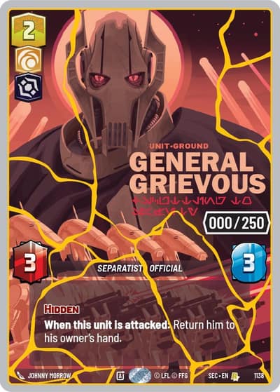 General Grievous - Scuttling to Safety (Serialized) (Gold) 1138 Secrets of Power Star Wars Unlimited card
