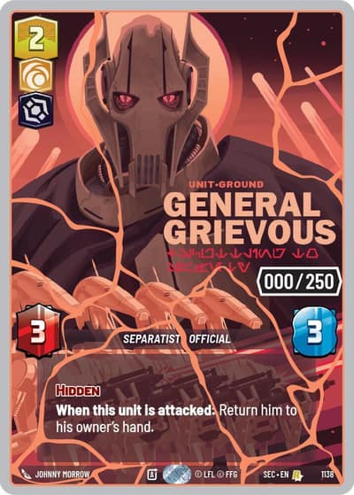 General Grievous - Scuttling to Safety (Serialized) (Rose Gold) 1138 Secrets of Power Star Wars Unlimited card