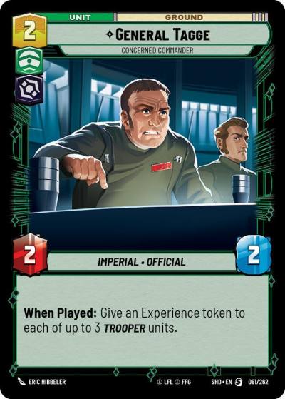 General Tagge - Concerned Commander 081/262 Shadows of the Galaxy Star Wars card