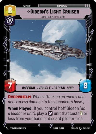 Gideon's Light Cruiser - Dark Troopers' Station 242/262 Shadows of the Galaxy Star Wars card