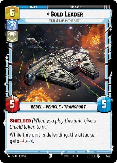 Gold Leader - Fastest Ship in the Fleet (Foil) 552 Jump to Lightspeed Star Wars card