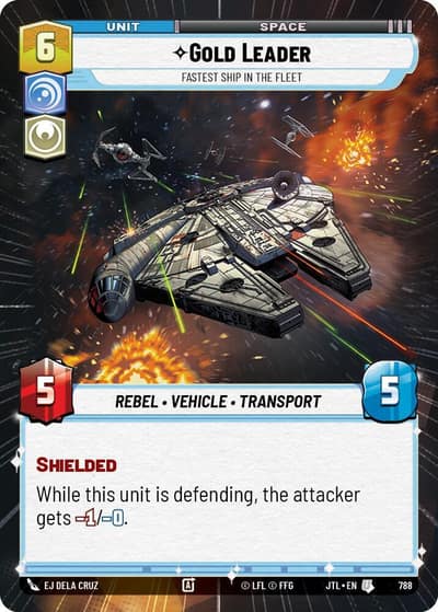 Gold Leader - Fastest Ship in the Fleet (Hyperspace Foil) 788 Jump to Lightspeed Star Wars card