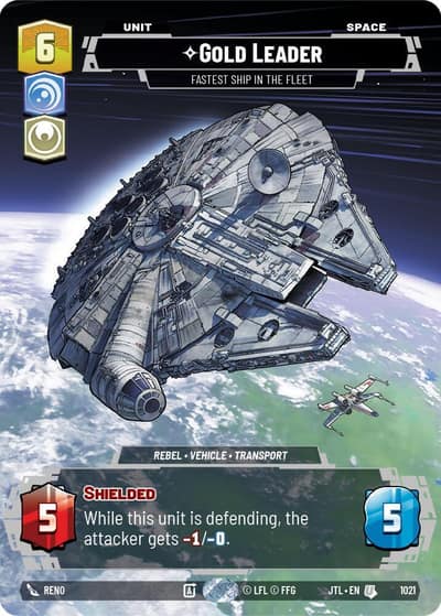 Gold Leader - Fastest Ship in the Fleet (Prestige) 1021 Jump to Lightspeed Star Wars card