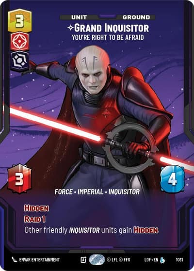 Grand Inquisitor - You're Right to Be Afraid (Prestige) 1031 Legends of the Force Star Wars Unlimited card