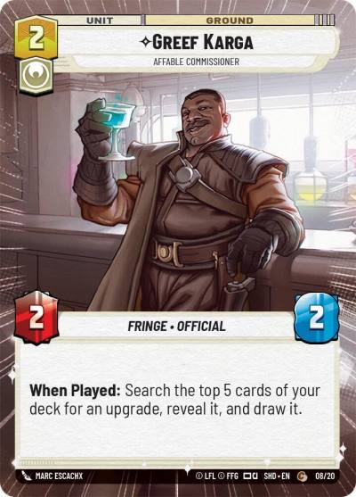 Greef Karga - Affable Commissioner (Hyperspace) 45889 Shadows of the Galaxy: Weekly Play Promos Star Wars card