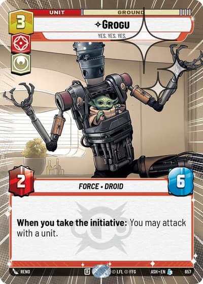 Grogu - Yes. Yes. Yes. (Hyperspace Foil) 657 Ashes of the Empire Star Wars Unlimited card