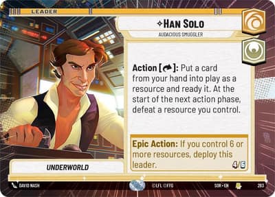 Han Solo - Audacious Smuggler (Hyperspace) 283 Spark of Rebellion Star Wars Unlimited card