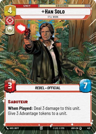Han Solo - It'll Work (Hyperspace) 422 Ashes of the Empire Star Wars Unlimited card