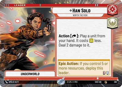 Han Solo - Worth the Risk (Hyperspace) 292 Shadows of the Galaxy Star Wars card
