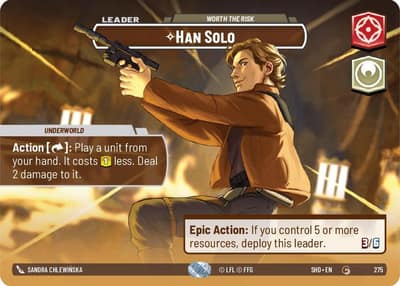 Han Solo - Worth the Risk (Showcase Foil) 275 Shadows of the Galaxy Star Wars Unlimited card