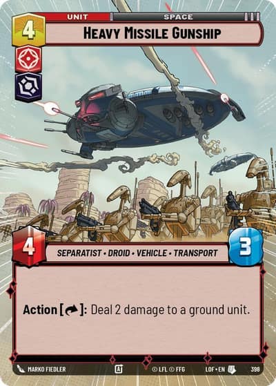 Heavy Missile Gunship (Hyperspace) 398 Legends of the Force Star Wars card