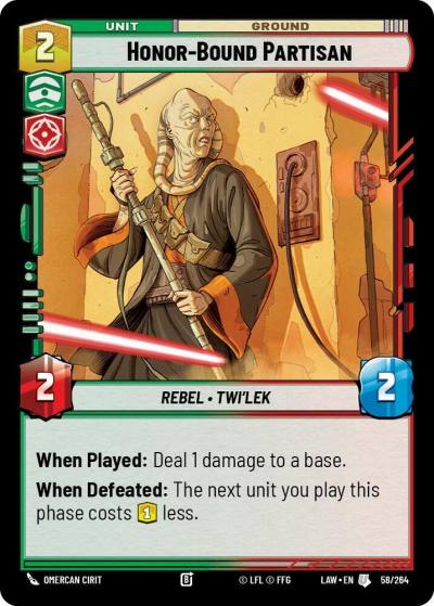 Honor-Bound Partisan 58/264 A Lawless Time Star Wars card