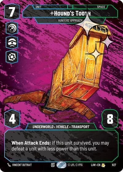 Hound's Tooth - Hunters' Approach (Prestige Foil) 827 A Lawless Time Star Wars card