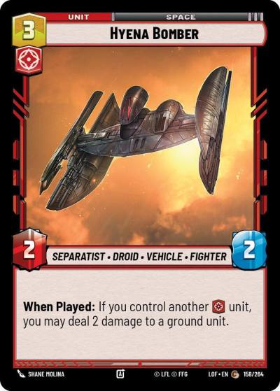 Hyena Bomber 158/264 Legends of the Force Star Wars card