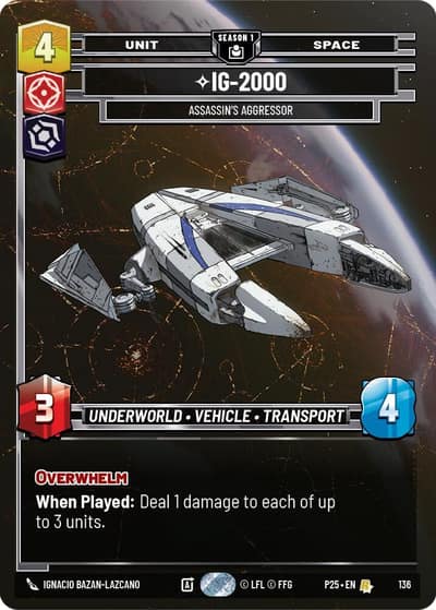 IG-2000 - Assassin's Aggressor (136) 136 Sector and Regional Promos: Season 1 Star Wars card