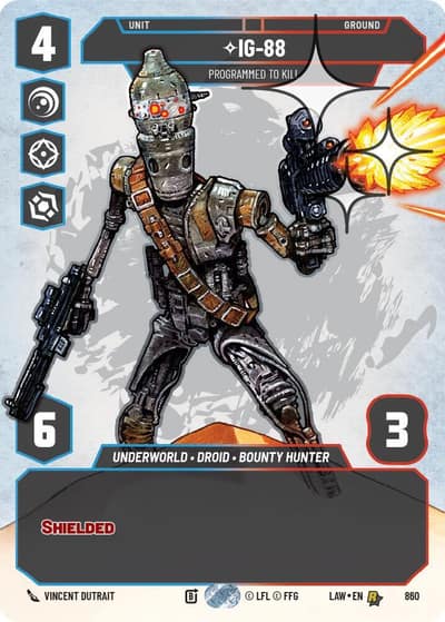 IG-88 - Programmed to Kill (Prestige Foil) 860 A Lawless Time Star Wars card