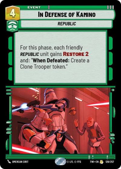 In Defense of Kamino 129/257 Twilight of the Republic Star Wars card