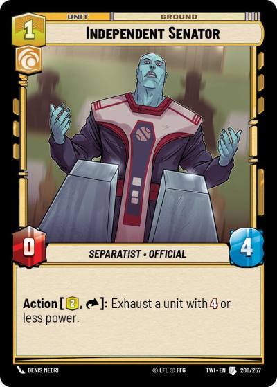 Independent Senator 206/257 Twilight of the Republic Star Wars card