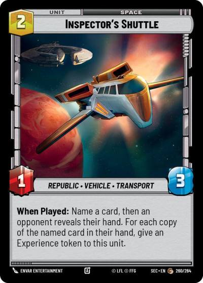 Inspector's Shuttle 260/264 Secrets of Power Star Wars card