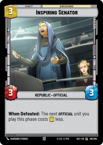 Inspiring Senator 261/264 Secrets of Power Star Wars card
