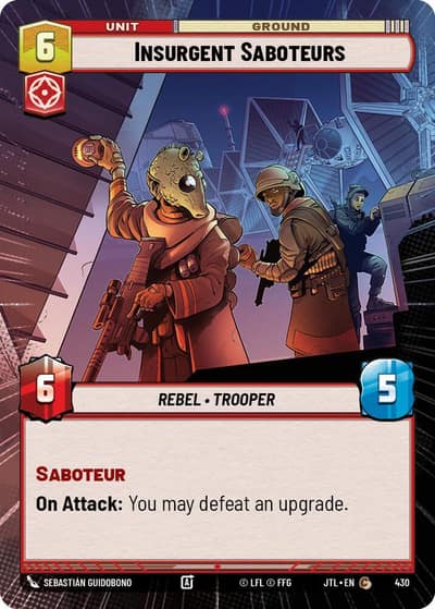 Insurgent Saboteurs (Hyperspace) 430 Jump to Lightspeed Star Wars card