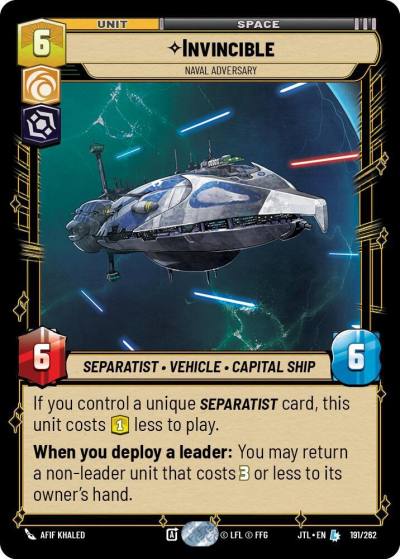 Invincible - Naval Adversary 191/262 Jump to Lightspeed Star Wars card