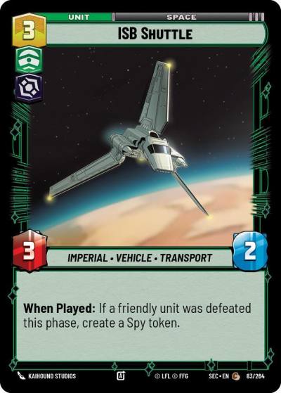 ISB Shuttle 83/264 Secrets of Power Star Wars card